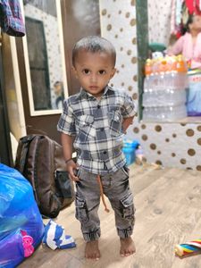 Boy's Checkered Shirt & Jeans Or Joggers