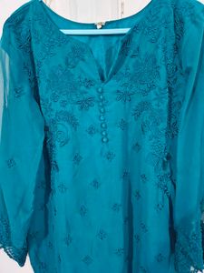 Teal Embroidered Kurta Set