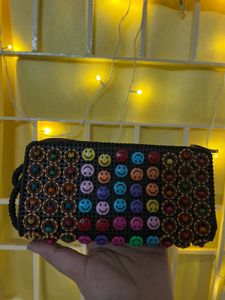 Smiley Face Beaded Pouch