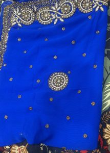 Blue Heavy Saree With Stitched Blouse