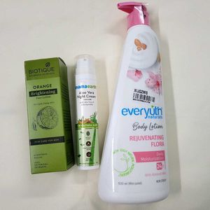 Skincare Bundle: Biotique, Mamaearth & Everyuth