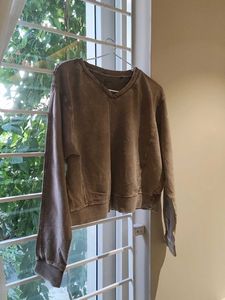 Brown V-Neck Sweatshirt