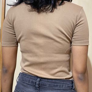 Cute Tan Ribbed Top