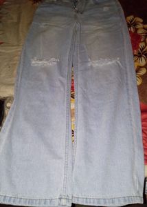 Knee Cut Wide Leg Jeans