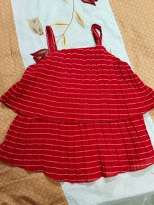 Cap Shape Top Sleeveless | Red | Girls Clothes