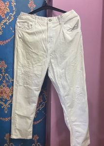WHITE RIBBED DENIM