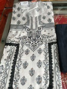 Elegant Black &amp; White Printed Salwar Suit