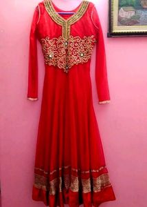 ✨ Elegant Red Anarkali Gown