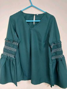 Green Long Sleeve Blouse (Size-S)
