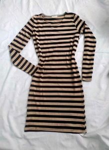 Striped Bodycon Dress Full Sleeves