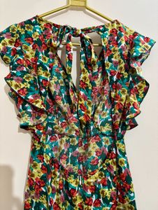 Set Of Floral Ruffle And Black Mini Dress