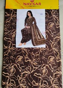 Brown Floral Salwar Suit Fabric