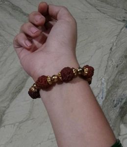Rudraksha &amp; Gold Beaded Bracelet