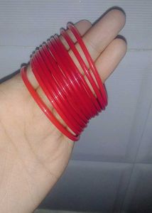 Glass Bangles, Blue And Red Size 2.2
