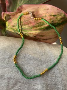 Green And Golden Combination Of Small Beads Mala