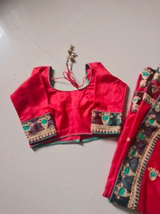 polycell red colour beautiful saree