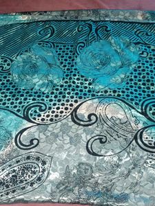 Blue Floral Crape Saree