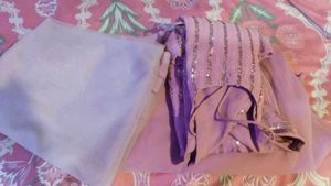 Women&#39;s Pink Embellished  Georgette full  Stitched