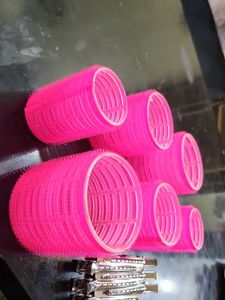 Pink Hair Rollers Set