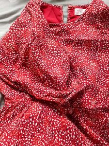 Red Printed Mini Dress
