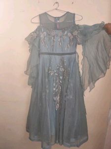Blue Embellished Party Dress