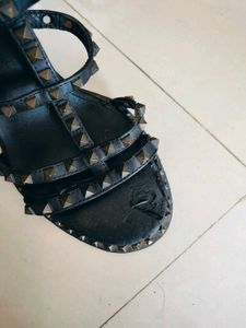 Real Leather Studded Sandals 10cm Heel