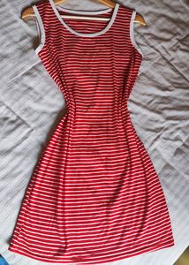 Red N White Striped Dress