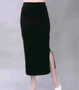 Black Pencil Skirt with Slit