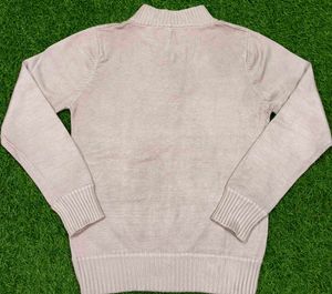 Pink Zip-Up Woollen Sweater