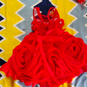 Full length red color frock for baby girl,for birthday
