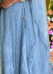 Sky Blue Glitter Work Lehenga with Blouse a