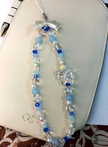 🧿🦋 Long Trendy Handmade Beaded Bow Phone Charm✨