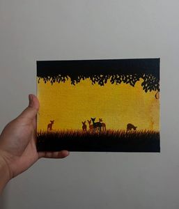 Deers And sunset Painting