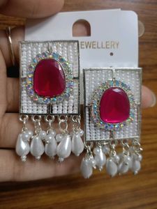 Statement Gemstone Dangle Earrings