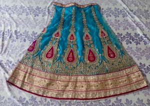Sky Golden With Pink Very Nice Lehenga Choli