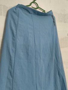 Blue Floral Skirt with Buttons