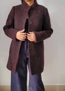 Burgundy Wool Blend Coat