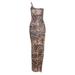 Lepord Print One Shoulder Slit Dress♥️