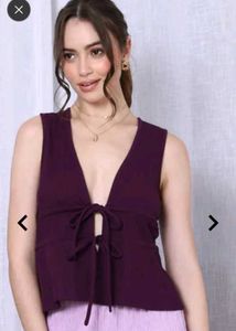 Stylish Purple Sleeveless Top (Medium)