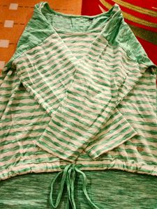 Striped Green &amp; White Top