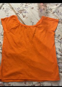 Orange Button-Front Top
