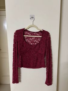 Sheer Lace Long Sleeve Top