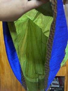 Parrot green silk blend Anarkali