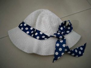 White Hat For Girls Polka Dot Sun