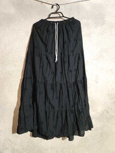 Black Eyelet Tiered Skirt