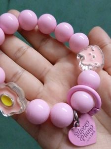 Pink Beaded Bracelet And Phone Charm