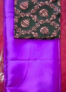 Beautiful Purple Saree With Blouse 🥻