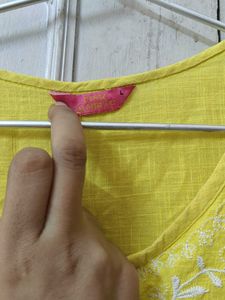 Yellow Embroidered Kurta