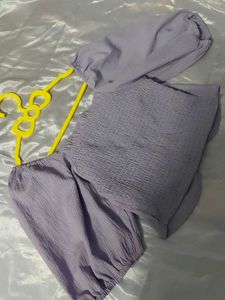 Lilac Puff Sleeve Crop Top