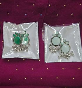 Combo Of 2 Pair Silver Oxidized Earrings And Stud
